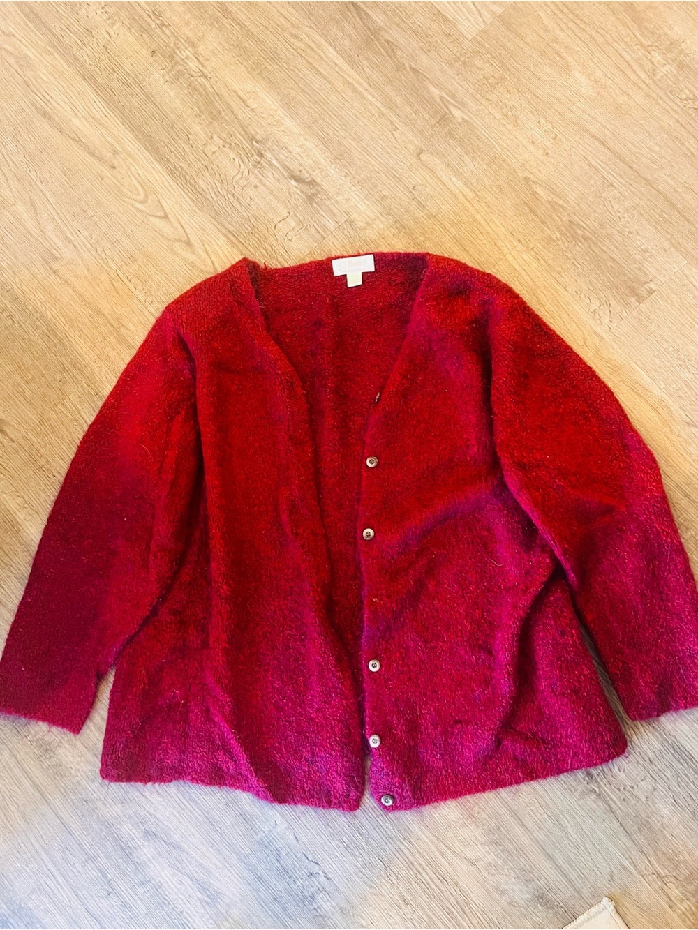 CJ Banks Plush Red Button-Up Cardigan